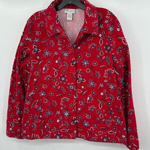 Button Down Casual Jacket w/Floral Print Size L